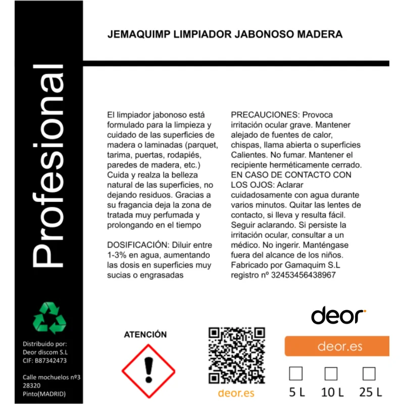 Limpiador Jabonoso Madera 5L