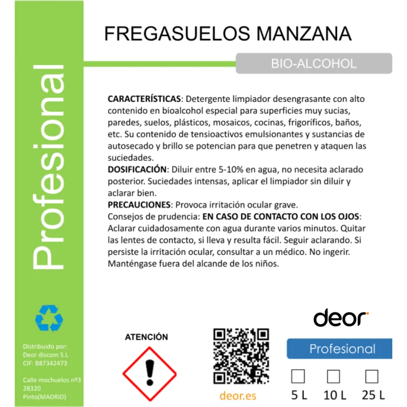 Fregasuelos Bioalcohol Manzana 5L