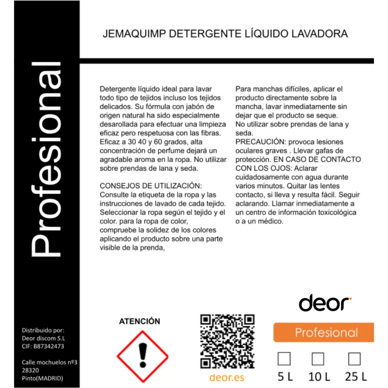 Detergente Líquido Para Lavadora 5L