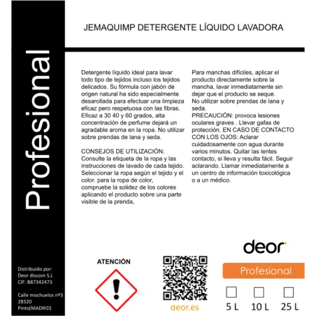 Detergente Líquido Para Lavadora 5L