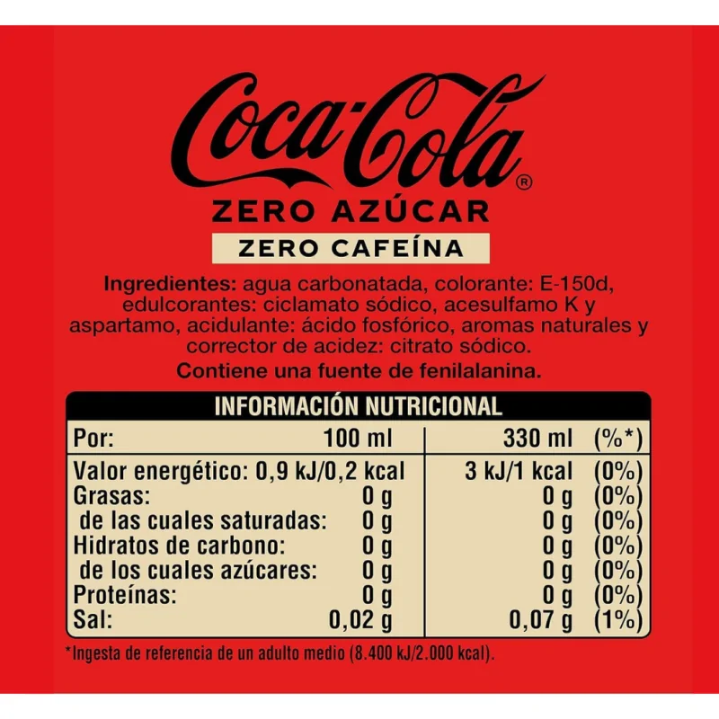 Cocacola Zero Zero 33Cl 24 Uds
