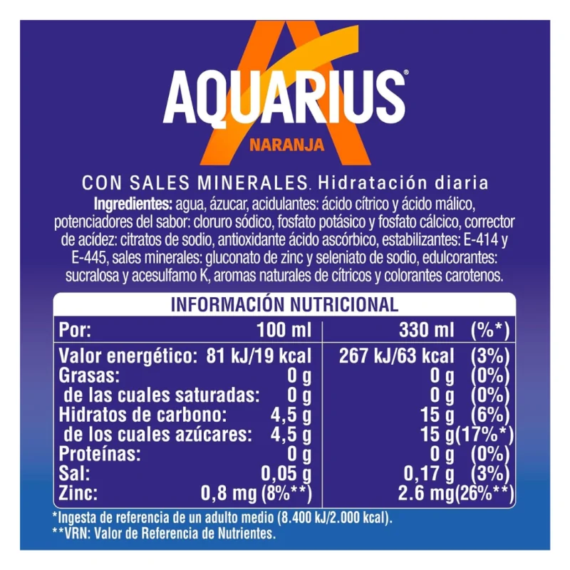 Aquarius Naranja 33Cl 24 Uds