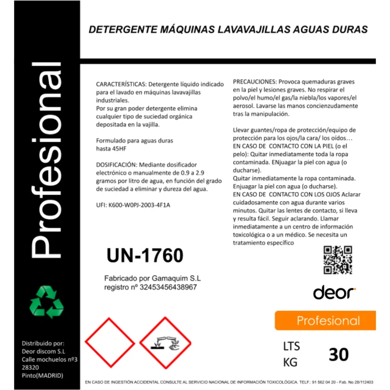 Detergente Máquina Aguas Duras 30kg