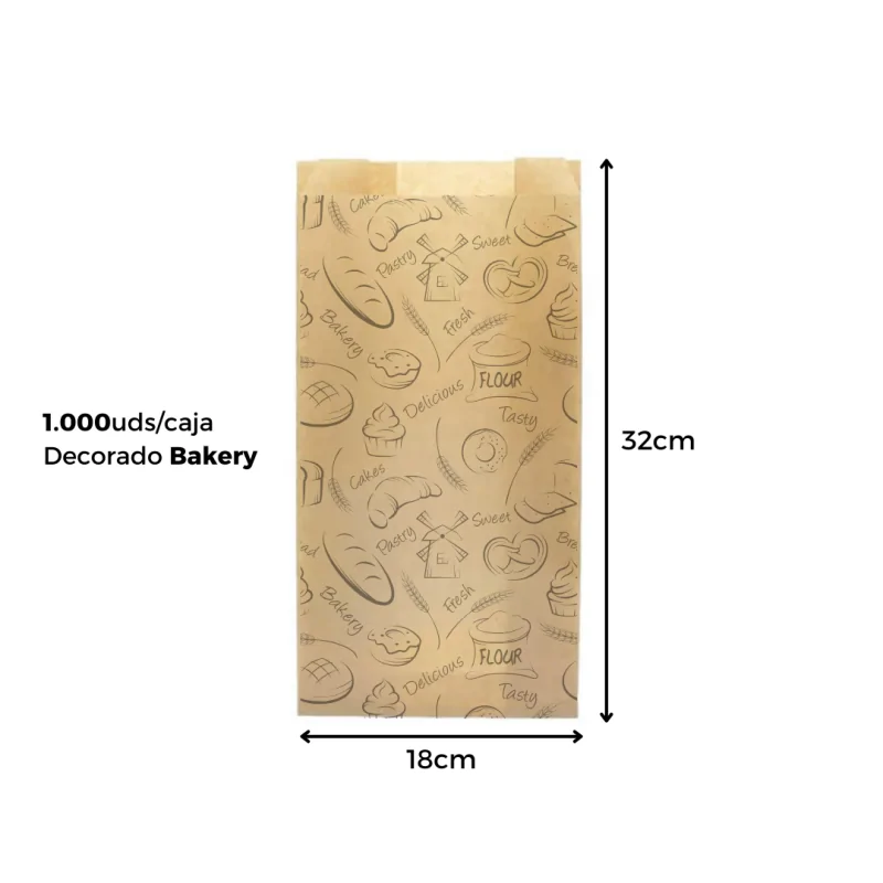 Bolsa de Papel Decorada para Pan 18+7x32