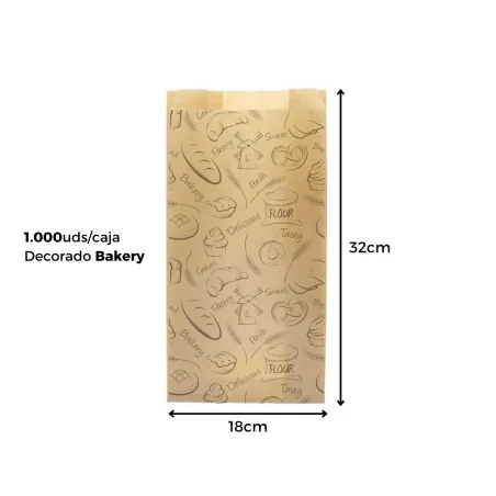 Bolsa de Papel Decorada para Pan 18+7x32