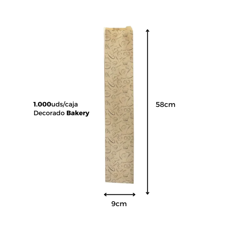 Bolsa de Papel para Baguette Decorada 9+5x58