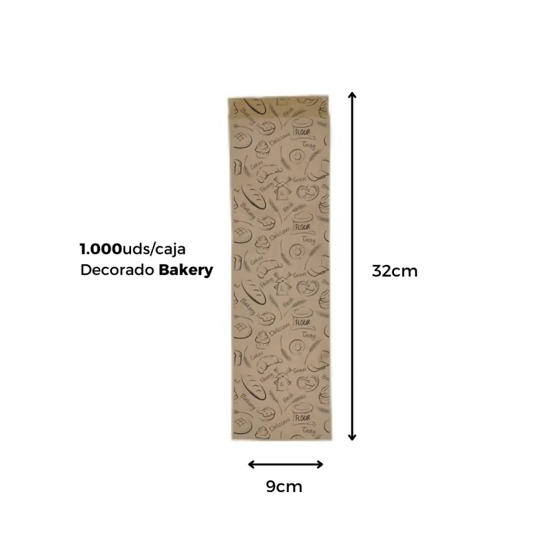 Bolsa de Papel para Bocadillo Decorada 9+5x32