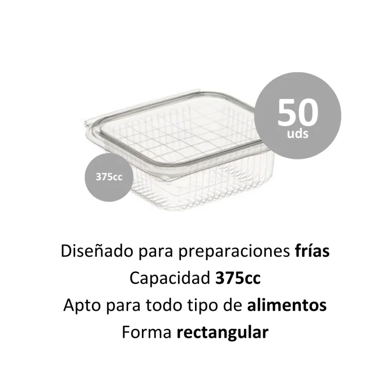 Envase OPS Cuadrado 375cc 50uds