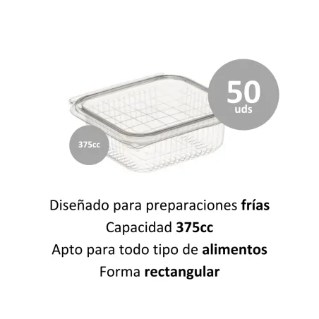 Envase OPS Cuadrado 375cc 50uds