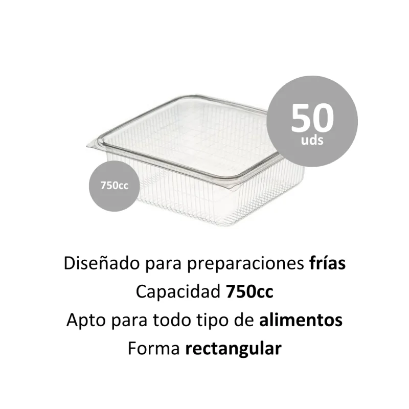 Envase OPS Cuadrado 750cc 50uds