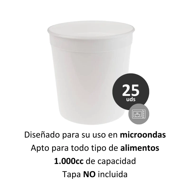 Tarrina PP 1.000cc 25uds