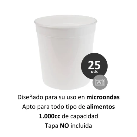 Tarrina PP 1.000cc 25uds