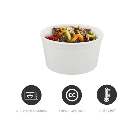 Tarrina PP 1.000cc 25uds