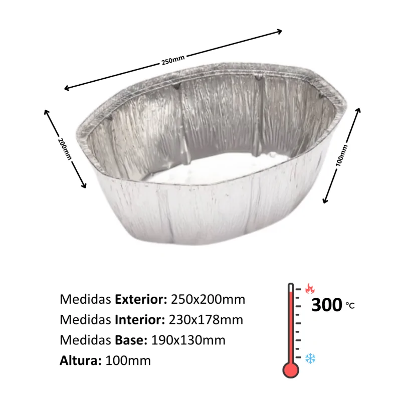 Envase Aluminio 2.500cc 125uds