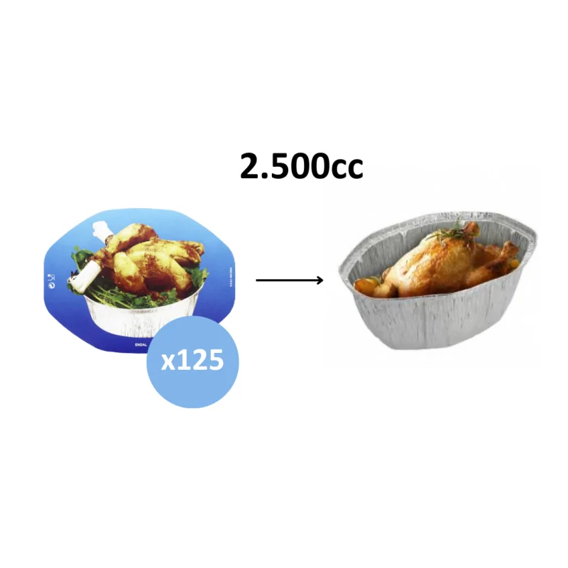 Tapa Envase de Aluminio 2.500cc 125uds