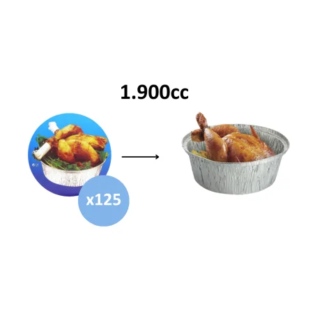 Tapa Envase Aluminio 1.900cc 125uds