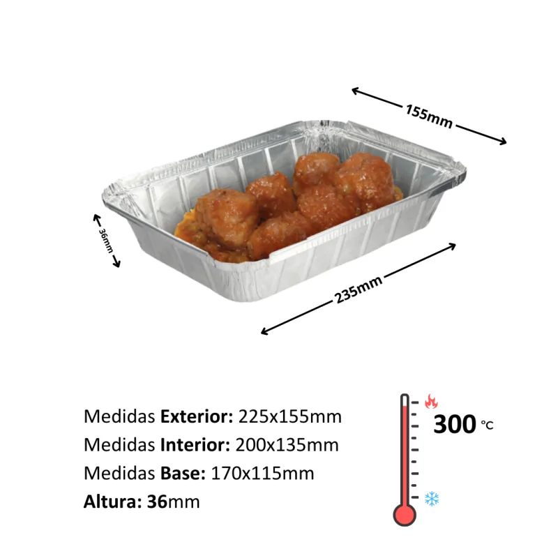 Envase Aluminio 890cc 100uds