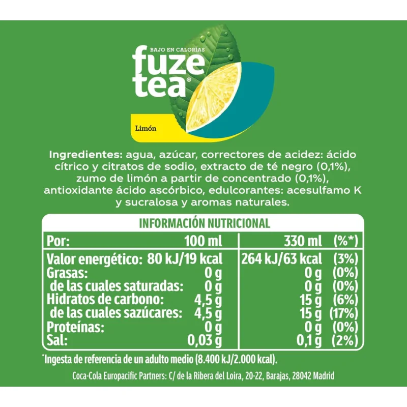 Fuze Tea Limón 33Cl 24 Uds