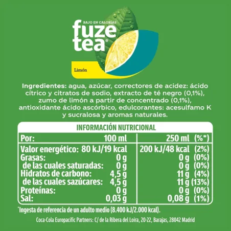 Fuze Tea Limón 300Ml 24 Uds