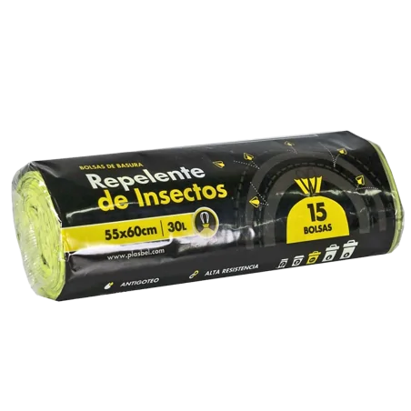 Bolsas de Basura Autocierre Verde Repele Insectos 55x60 15uds