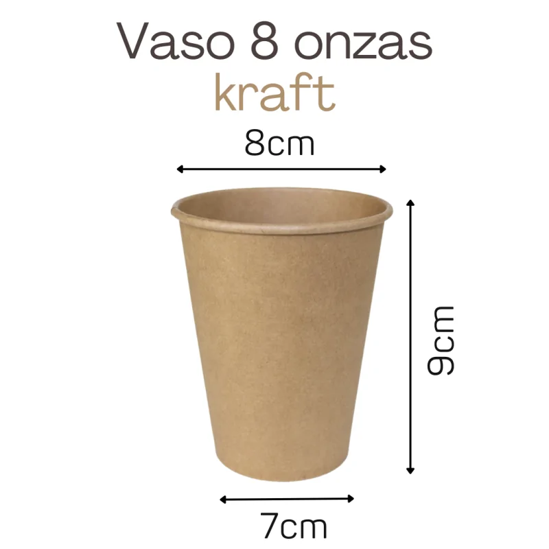 Vaso de Cartón Kraft 8 Onzas 50Uds