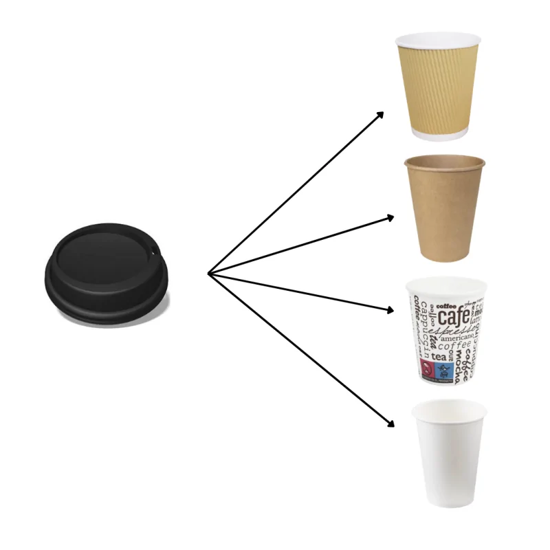 Tapa Vaso De Cartón Negra 8 Onzas 100Uds