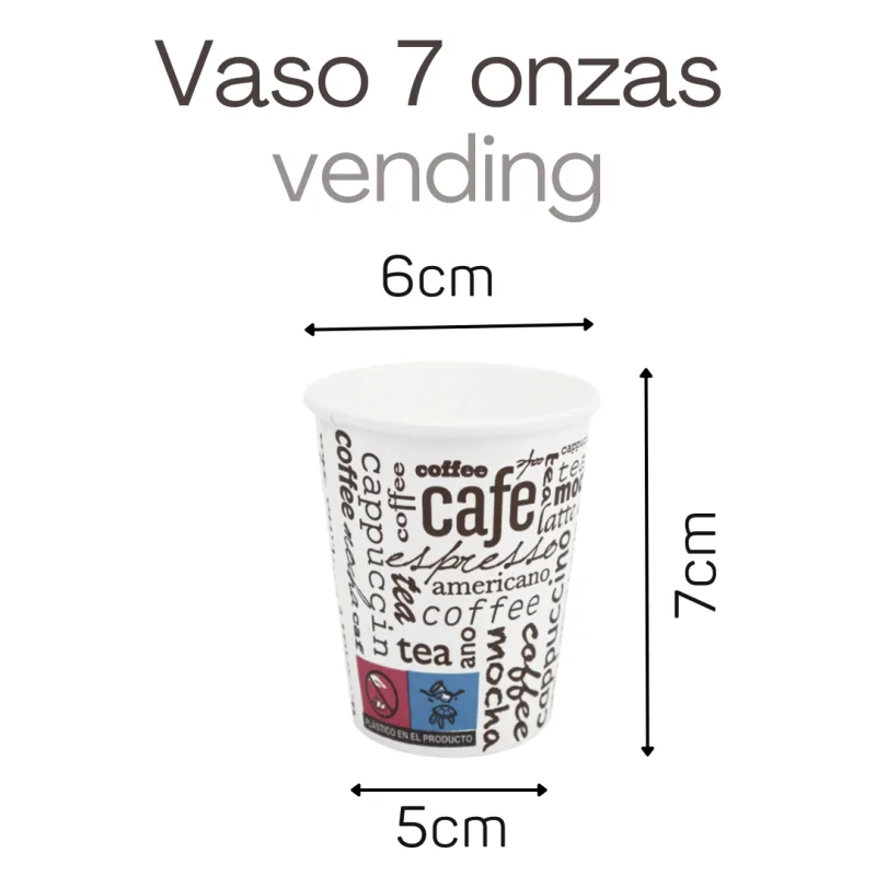 Vaso de Cartón Blanco Vending 7 Onzas 50Uds