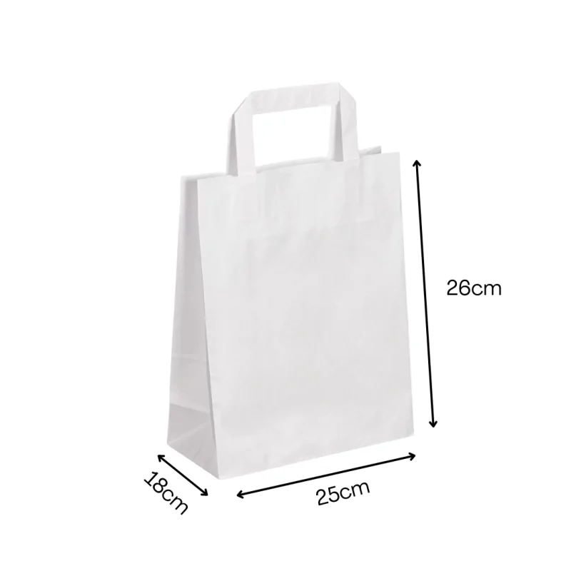 Bolsa Papel Blanca Asa Plana