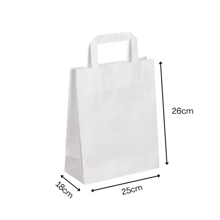 Bolsa Papel Blanca Asa Plana