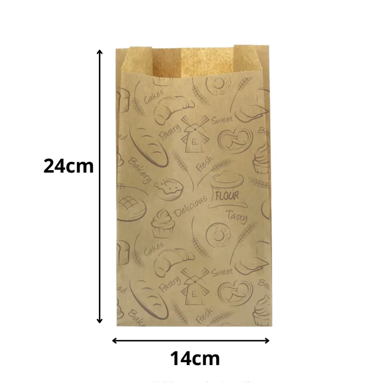 Bolsa de Papel Kraft Bakery 14+7x24