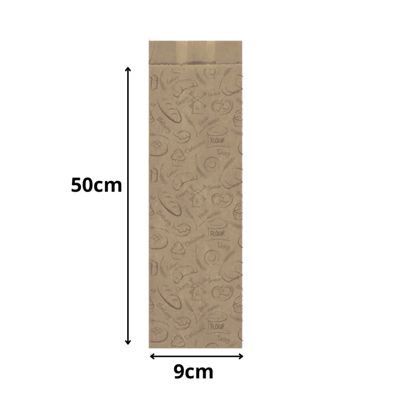 Bolsa de Papel Kraft Bakery 9+5x50cm