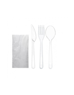 Set Cubiertos Plástico Tenedor+Cuchillo+Cuchara+Servilleta