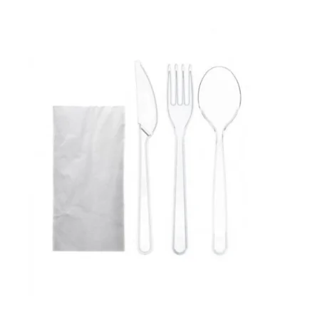 Set Cubiertos Plástico Tenedor+Cuchillo+Cuchara+Servilleta